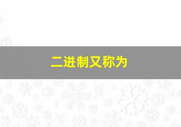 二进制又称为