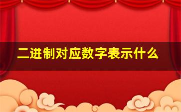 二进制对应数字表示什么