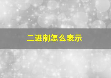 二进制怎么表示