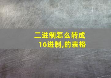 二进制怎么转成16进制,的表格