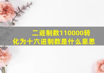 二进制数110000转化为十六进制数是什么意思