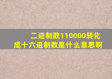 二进制数110000转化成十六进制数是什么意思啊