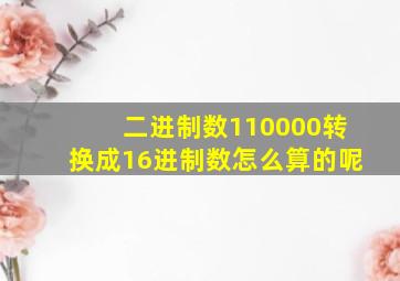 二进制数110000转换成16进制数怎么算的呢