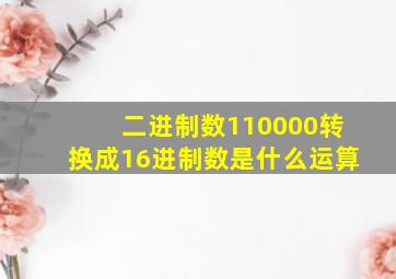 二进制数110000转换成16进制数是什么运算