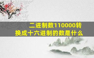 二进制数110000转换成十六进制的数是什么