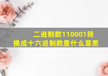 二进制数110001转换成十六进制数是什么意思