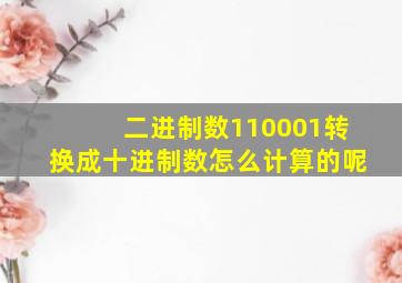 二进制数110001转换成十进制数怎么计算的呢