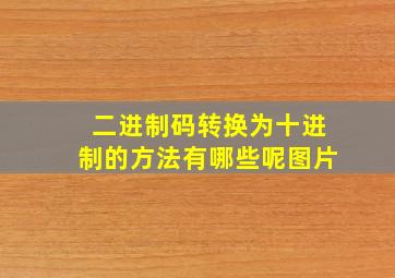 二进制码转换为十进制的方法有哪些呢图片