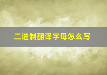 二进制翻译字母怎么写