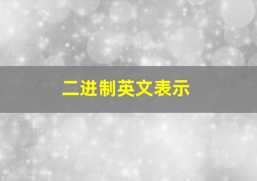 二进制英文表示