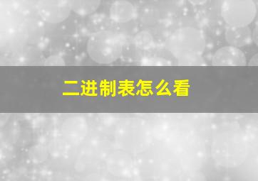 二进制表怎么看