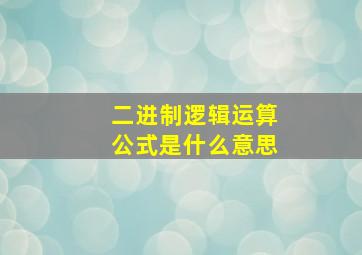 二进制逻辑运算公式是什么意思