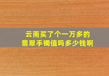 云南买了个一万多的翡翠手镯值吗多少钱啊