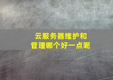 云服务器维护和管理哪个好一点呢