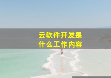 云软件开发是什么工作内容