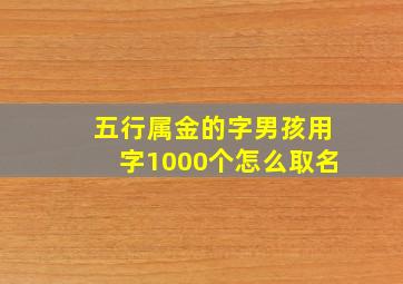 五行属金的字男孩用字1000个怎么取名