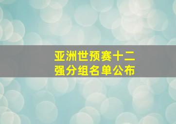 亚洲世预赛十二强分组名单公布