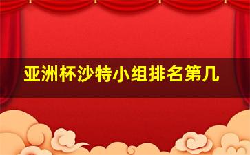 亚洲杯沙特小组排名第几