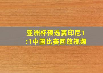 亚洲杯预选赛印尼1:1中国比赛回放视频