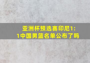 亚洲杯预选赛印尼1:1中国男篮名单公布了吗