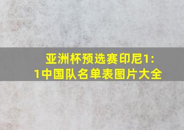 亚洲杯预选赛印尼1:1中国队名单表图片大全