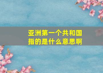 亚洲第一个共和国指的是什么意思啊