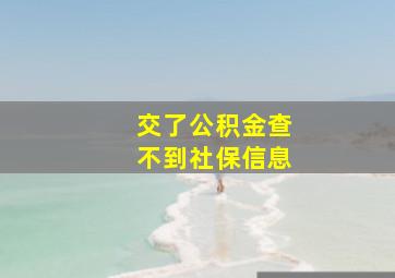 交了公积金查不到社保信息