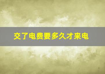 交了电费要多久才来电