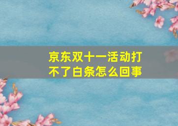 京东双十一活动打不了白条怎么回事