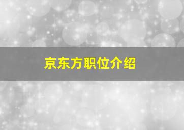 京东方职位介绍