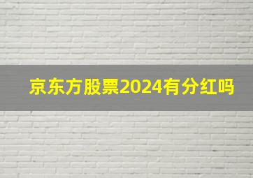 京东方股票2024有分红吗