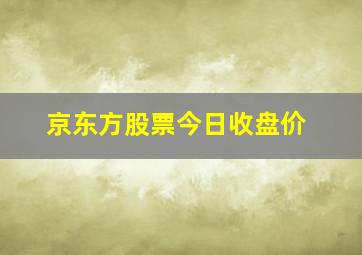 京东方股票今日收盘价