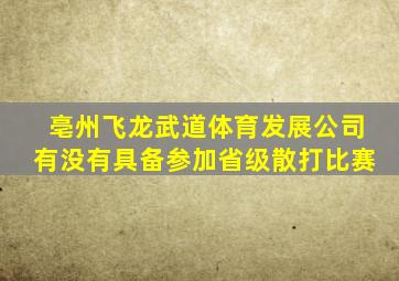 亳州飞龙武道体育发展公司有没有具备参加省级散打比赛