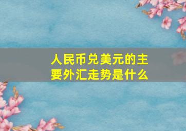 人民币兑美元的主要外汇走势是什么