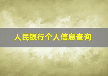 人民银行个人信息查询