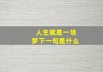 人生就是一场梦下一句是什么