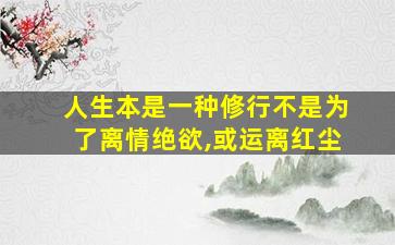 人生本是一种修行不是为了离情绝欲,或运离红尘