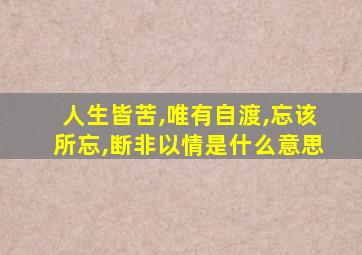 人生皆苦,唯有自渡,忘该所忘,断非以情是什么意思