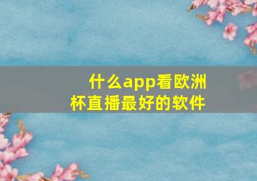 什么app看欧洲杯直播最好的软件