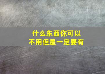 什么东西你可以不用但是一定要有