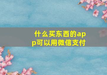 什么买东西的app可以用微信支付