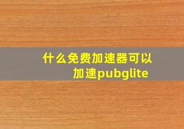 什么免费加速器可以加速pubglite