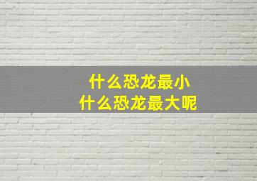 什么恐龙最小什么恐龙最大呢