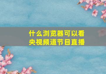 什么浏览器可以看央视频道节目直播