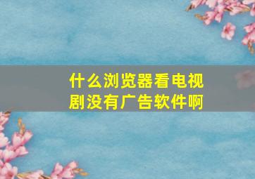 什么浏览器看电视剧没有广告软件啊