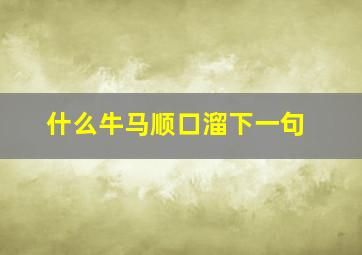 什么牛马顺口溜下一句