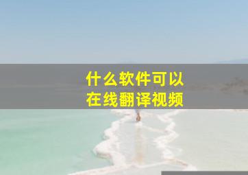 什么软件可以在线翻译视频