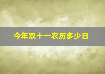 今年双十一农历多少日