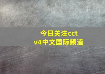 今日关注cctv4中文国际频道