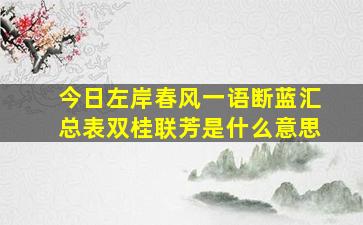 今日左岸春风一语断蓝汇总表双桂联芳是什么意思